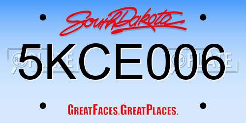 5KCE006 South Dakota License Plate