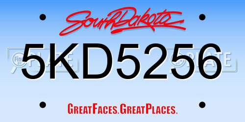 5KD5256 South Dakota License Plate