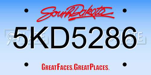 5KD5286 South Dakota License Plate