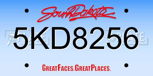 5KD8256 South Dakota License Plate