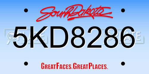 5KD8286 South Dakota License Plate