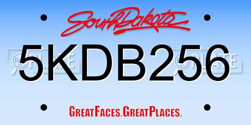 5KDB256 South Dakota License Plate