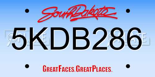5KDB286 South Dakota License Plate