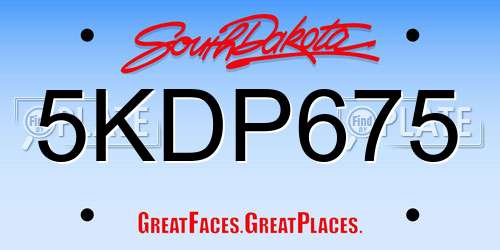 5KDP675 South Dakota License Plate