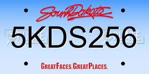 5KDS256 South Dakota License Plate