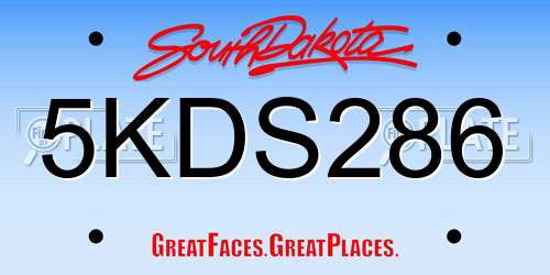5KDS286 South Dakota License Plate