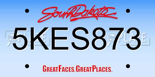 5KES873 South Dakota License Plate