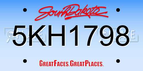 5KH1798 South Dakota License Plate