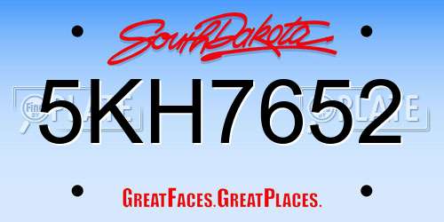 5KH7652 South Dakota License Plate