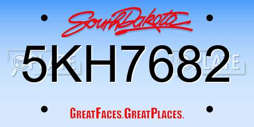 5KH7682 South Dakota License Plate