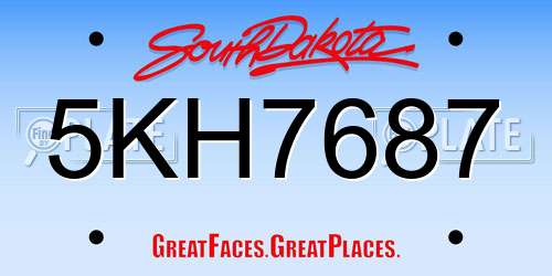 5KH7687 South Dakota License Plate