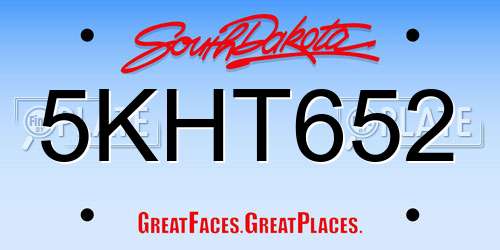 5KHT652 South Dakota License Plate