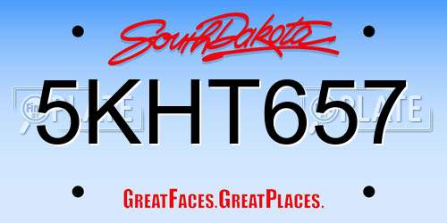 5KHT657 South Dakota License Plate