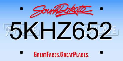 5KHZ652 South Dakota License Plate