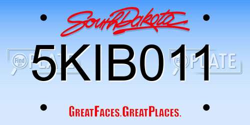 5KIB011 South Dakota License Plate