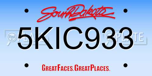5KIC933 South Dakota License Plate