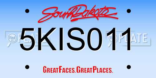 5KIS011 South Dakota License Plate
