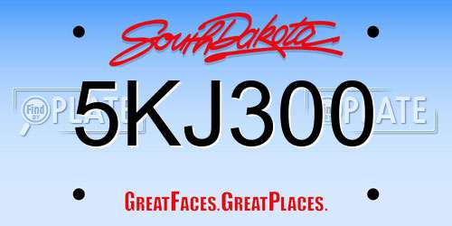 5KJ300 South Dakota License Plate