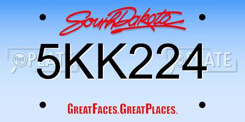 5KK224 South Dakota License Plate