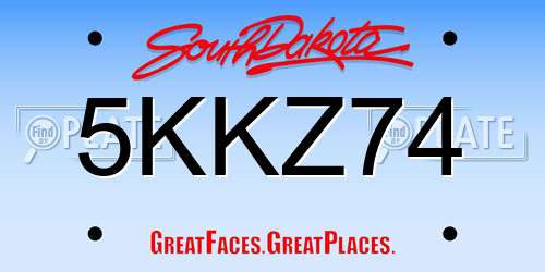 5KKZ74 South Dakota License Plate