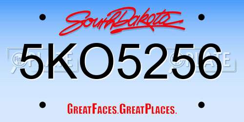 5KO5256 South Dakota License Plate