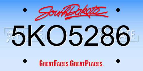 5KO5286 South Dakota License Plate