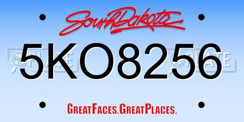 5KO8256 South Dakota License Plate