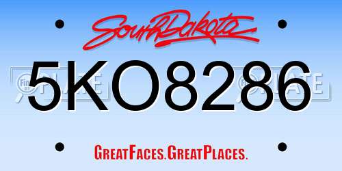 5KO8286 South Dakota License Plate