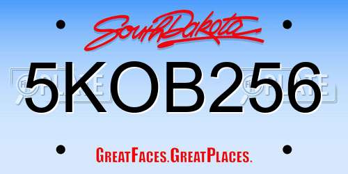 5KOB256 South Dakota License Plate