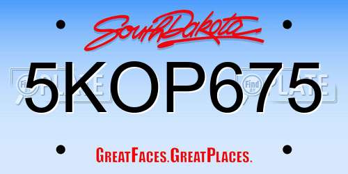 5KOP675 South Dakota License Plate