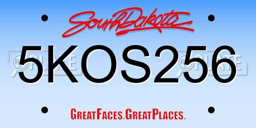 5KOS256 South Dakota License Plate