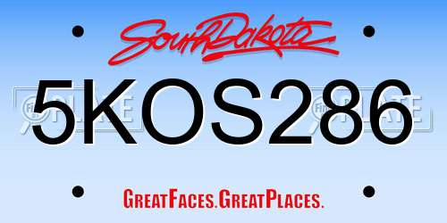 5KOS286 South Dakota License Plate