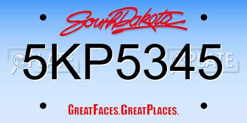 5KP5345 South Dakota License Plate