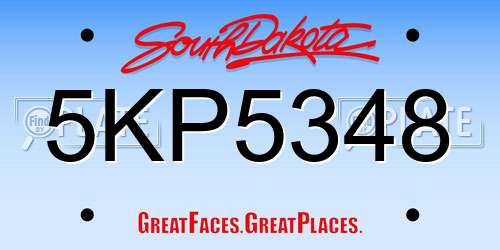 5KP5348 South Dakota License Plate
