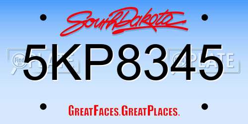 5KP8345 South Dakota License Plate