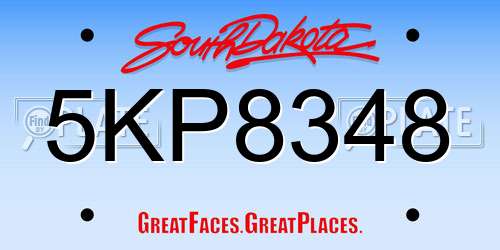 5KP8348 South Dakota License Plate