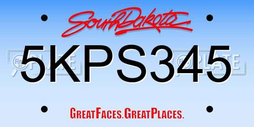 5KPS345 South Dakota License Plate