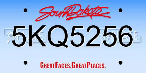 5KQ5256 South Dakota License Plate