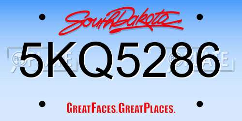 5KQ5286 South Dakota License Plate