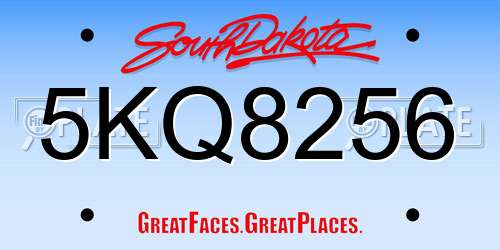 5KQ8256 South Dakota License Plate