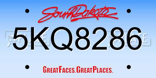 5KQ8286 South Dakota License Plate