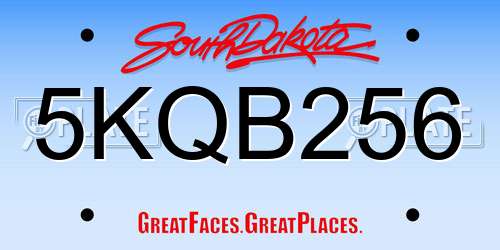 5KQB256 South Dakota License Plate