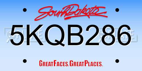 5KQB286 South Dakota License Plate