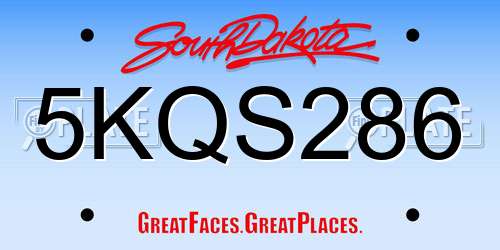 5KQS286 South Dakota License Plate