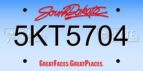 5KT5704 South Dakota License Plate