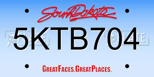 5KTB704 South Dakota License Plate