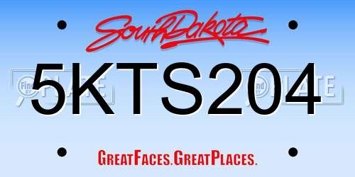 5KTS204 South Dakota License Plate