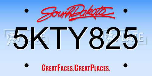 5KTY825 South Dakota License Plate