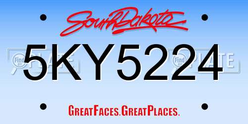 5KY5224 South Dakota License Plate