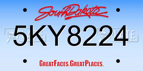 5KY8224 South Dakota License Plate